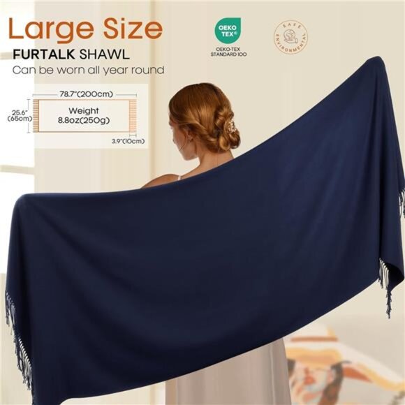 Women's Scarf Wedding Bride Bridesmaid Navy Blue - Picture 4 of 5